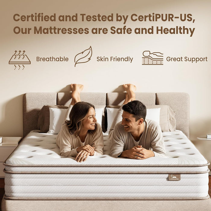 Twin Mattress 12 Inch Hybrid Mattress in a Box with Memory Foam and Individual Pocket Springs, Medium Firm Twin Size Bed Mattress for Motion Isolation and Pressure Relief, Certipur-Us