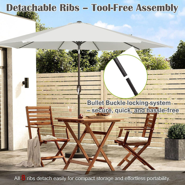 10FT Outdoor Patio Umbrella, Outdoor Table Umbrella, Yard Umbrella, Market Umbrella with 8 Sturdy Ribs, Push Button Tilt and Crank