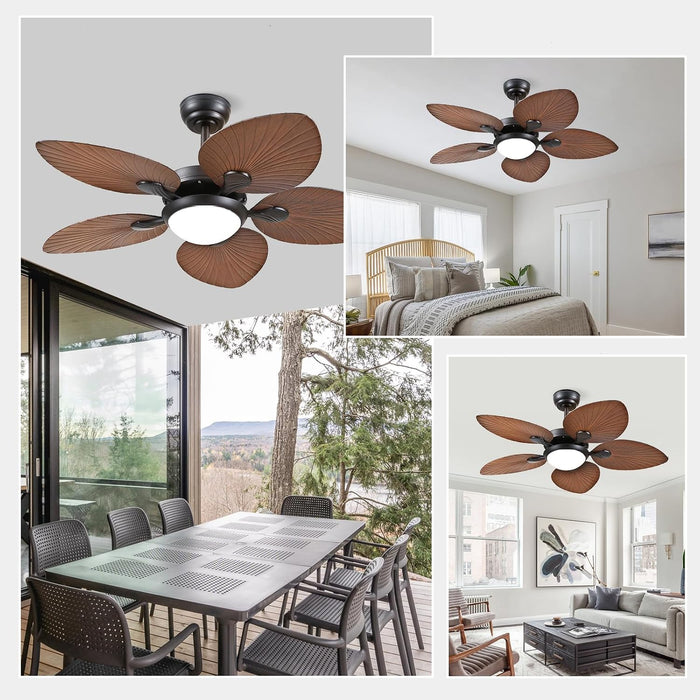 44 Inch Brown Outdoor Ceiling Fan With Remote