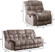 Manual Recliner Couch Set, Soft Fabric Reclining Living Room Sofa Set, Includes Single Recliner Chair and 3PC Bonded Sofa, Light Brown