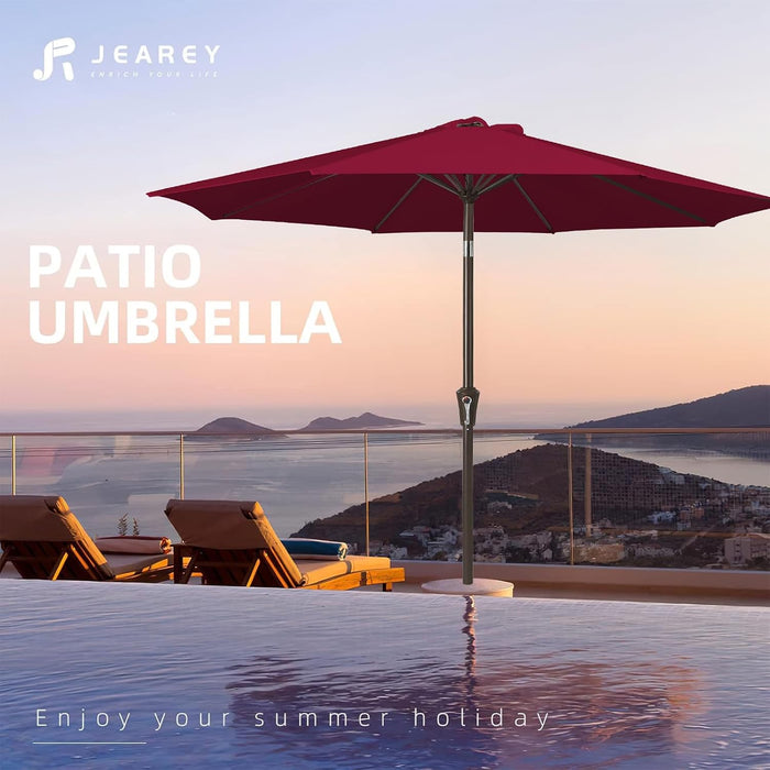 10 Ft Outdoor Patio Umbrella W/Tilt and Crank, Wine Red