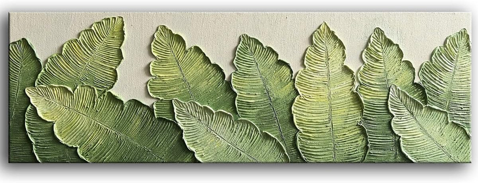 - Long Size 20X60 Inch Modern Minimalist 3D Textured Wall Art Oil Paintings on Canvas Green Plant Paintings Handmade Abstract Artwork Painting Canvas Wall Art for Bedroom Home Wall Art Deco Oil Painting