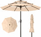 10Ft 3 Tier Patio Umbrella, Outdoor Market Table Umbrella with UPF 50+ Vented Canopy, 8 Sturdy Ribs, Easy Push Button Tilt and Crank, Windproof for Deck, Pool, Backyard and Garden