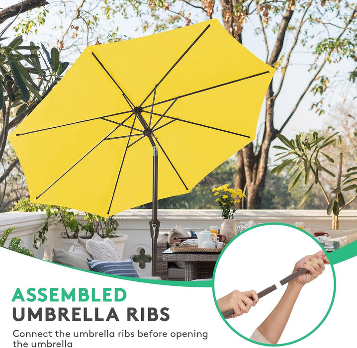 10 Ft Outdoor Patio Umbrella W/Tilt and Crank, Yellow