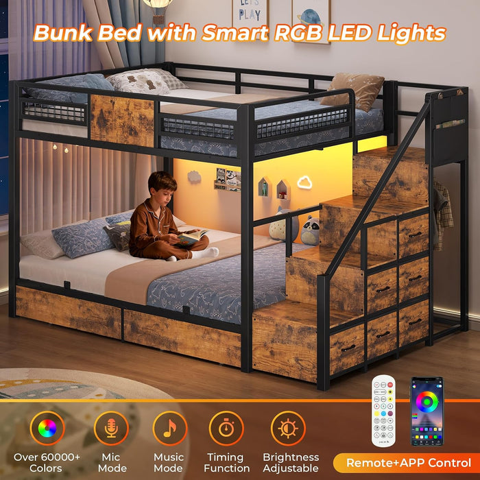 FullOverFull BunkBed WithStairs IndustrialGrade SteelFrame