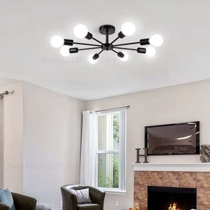 Modern Chandelier Restaurant Black Chandelier Living Room Suspended Ceiling Light Iron E27 Chandelier Home Decoration