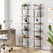 DIY Ladder Shelf, 6-Tier Wooden Wall Mounted Bookshelf, Narrow Bookcase, Display Shelf, Storage Rack, Plant Stand, for Living Room, Bedroom, Study, Balcony, Rustic Brown and Black BF651CJ01