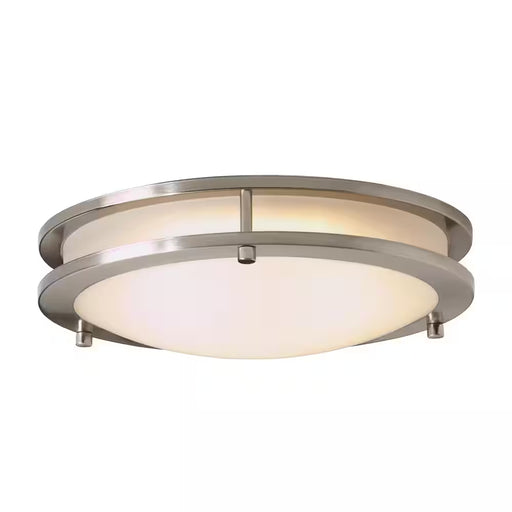 Flaxmere 12 In. Brushed Nickel Dimmable Integrated LED Flush Mount Ceiling Light with Frosted White Glass Shade