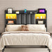 Upholstered Headboard Full Size with Storage, Headboard with Charging Station and LED Light Strip, Padded Backrest and Open Storage Shelf, Metal Frame Adapter, for Full Bed Frames, Black