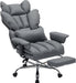Big and Tall Office Chair, Executive Leather Office Chair with Footrest, 400Lbs Ergonomic Gaming Chair for Adults, Wide Seat Computer Desk Chair with Lumbar Support, 150 Degree Reclining, Gray