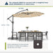 10Ft Solar LED Offset Patio Umbrella, Outdoor Cantilever Patio Umbrellas with Solor Lights for Backyard, Poolside and Garden, Easy Tilt Adjustment, 32 LED Lights & Polyester Shade, Beige