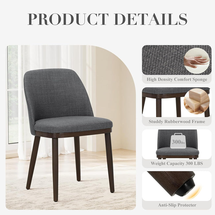 Upholstered Dining Chairs Set of 2, Modern Kitchen Side Chairs with Open Back for Dining Room Restaurant, Grey