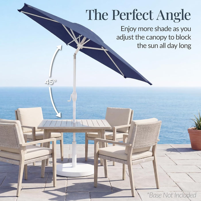 Best Choice Products 7.5Ft Patio Umbrella White Pole, Outdoor Market Umbrella with Push Button Tilt and Crank Lift, Steel Pole Umbrella for Backyard Patio Garden Pool Outdoor Shade - Navy
