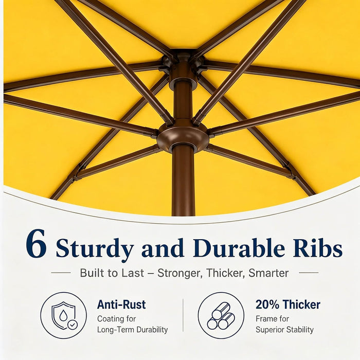 7.5Ft Patio Umbrella, Outdoor Table Market Umbrella with Smooth Crank Lift, 6 Windproof Fiberglass Ribs, UPF50+ UV Protection for Deck, Pool, Garden and Backyard