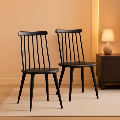 Dining Chairs Set of 2 Wood Dining Room Chair Black Spindle Side Kitchen Room Country Farmhouse Chairs Black