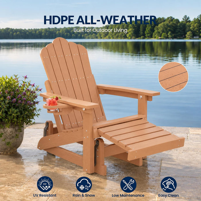 Adirondack Glider Chairs Set of 2,With Retractable Ottoman,Adjustable Back