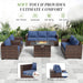 Oversized Outdoor Sectional Sofa Set with 44" Metal Fire Pit Table & Storage Coffee Table - Waterproof Wicker Patio Furniture Set, Modular Furniture with Removable Cushions (Navy)