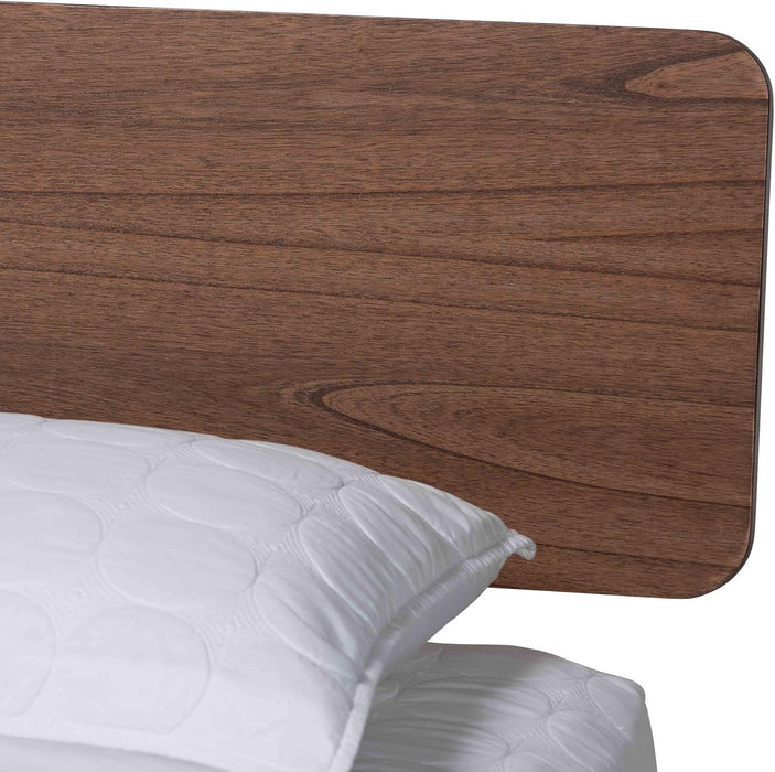 Alyssa Japandi Walnut Brown Wood Queen Size Platform Bed
