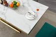 Faux Marble Dining Table, Modern Faux Marble Dining Room Table 70" with X Shape Stainless Steel Pedestal for Kitchen & Dining Room