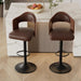 Swivel Bar Stools Set of 3,Bentwood Adjustable Height Barstools | Upholstered Seat,Easy-Clean PU Leather,Back& Footrest, Mid Century Modern Bar Chair for Counter, Kitchen Island, Brown