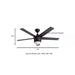 Merwry 52 In. Integrated LED Indoor Matte Black Ceiling Fan with Light Kit and Remote Control