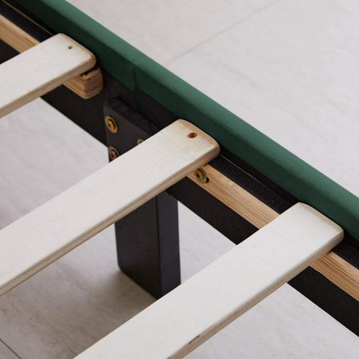 Queen Size Elton Velvet Platform Bed, Upholstered Bed Frame with Vertical Channel Tufted Headboard Footboard, Strong Wood Slats, No Box Spring Needed, Green (Queen)