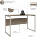 Table with Open Metal Leg Design and Privacy Panel | Hybrid Large Computer Desk for Home Office, 42W X 24D, Modern Hickory