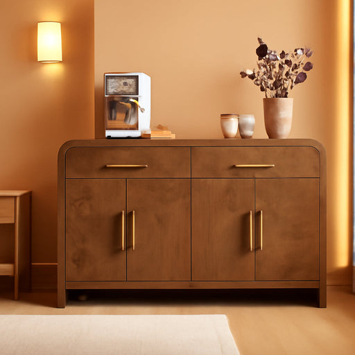 59" Sideboard Buffet Cabinet with Storage, 4 Doors Cabinet, Dark Burl
