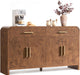 59" Sideboard Buffet Cabinet with Storage, 4 Doors Cabinet, Dark Burl
