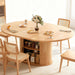 Extendable round Dining Table for 2-4-6, 63 Inch Dining Room Kitchen Table with 2-Tier Storage Shelf, Modern Farmhouse Fluted Wood Slide Door Dinner Furniture,Oval Circle (Oak-63 Inch)