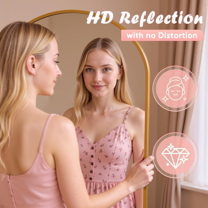 Full Length Mirror, 58" X 18" Arched Full Body Mirror Large Standing Floor Mirrors, Mirrors for Bedroom, Bathroom, Living Room Standing or Wall Leaning, Gold