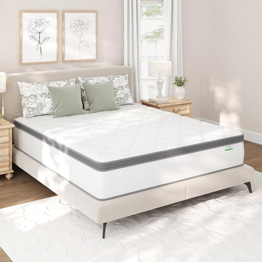 Queen Size Mattress 10 Inch, Queen Mattress in a Box Hybrid, Pocket Innerspring with Foam Layer for Motion Isolation & Pressure Relief,Soft Feel but Supportive,Certipur-Us