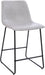 Reagan 24" Leathersoft Counter Height Stools with Footrest, Mid-Century Modern Bucket Style Dining Chairs, Set of 2, Light Gray
