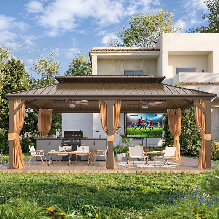 12x20 Ft Hardtop Gazebo MosquitoNetting UVBlocking Curtains