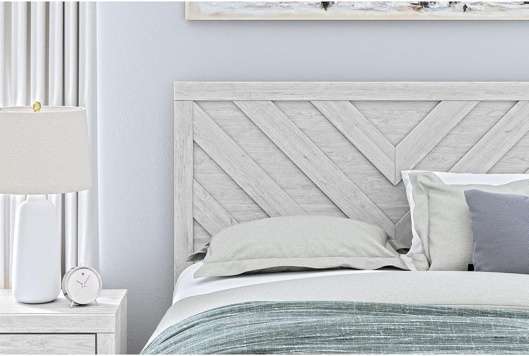 Signature Design by Ashley Cayboni Farmhouse Queen Panel Bed, Foundation or Box Spring Needed, Whitewash