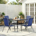 Patio Chair, Outdoor Stackable Textilene Chairs Set of 4, Navy Blue