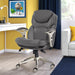 Claremont Executive Office Chair with Back-In-Motion Technology, Ergonomic Mid-Back with Pivot Lumbar Support and Seat, Plush Cushion, Body Pillows, Adjustable Arms, Bonded Leather, Gray