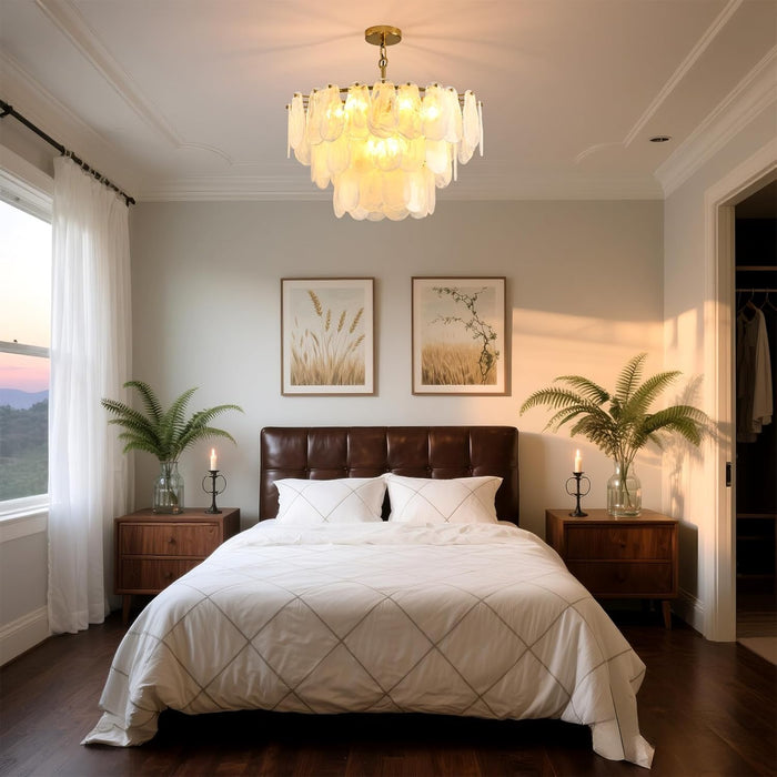 Gold Crystal Glass Chandelier 23.6 Inches Lighting