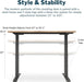 Electric Height Adjustable Standing Desk 54By26Inches ReclaimedWood