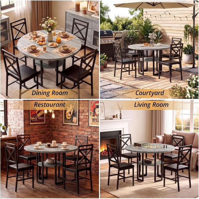 Dining Table Set for 4, 47.2 Inch round Kitchen Table and 4 Chairs