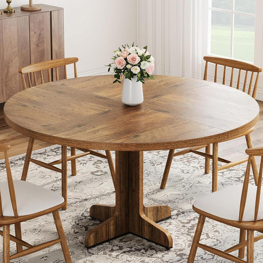 Round Dining Table 47 Inch Brown MatteTexturedFinish