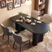 63-Inch Black Oval Dining Table for 4-6 People, Modern Kitchen Table with Thick Engineered Wood Top, Fluted Double Pedestal Base, Rounded Edges, Table Only