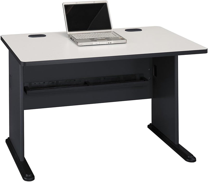 Bush Business Furniture Series a 48W Computer Desk in White Spectrum and Slate, Small Office Table for Home or Professional Workspace