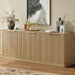 67" Fluted Oak Buffet Cabinet with Storage | Mid-Century Modern Wood Sideboard, Large Credenza with 6 Doors for Kitchen or Living Room, 67"W X 31.5"H X 15.7"D