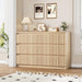 6 Drawer Fluted Dresser, Modern Chest of Drawers for Bedroom with Hidden Handles, Wood Storage Organizer Cabinet for Living Room & Entryway, Oak (15.7" D X 47.3" W X 31.6" H)