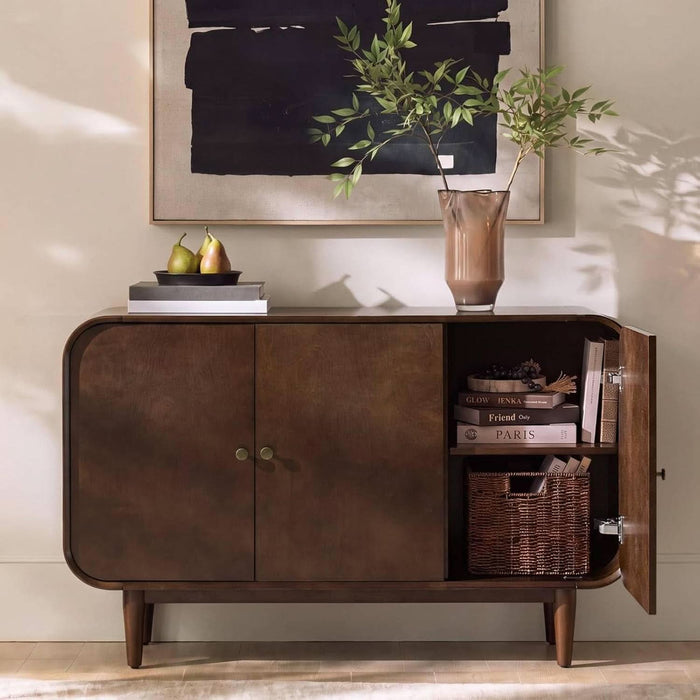 48" Buffet Cabinet with Storage, 3 Doors Sideboard, Auburn