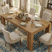 71" Long Dining Table for 6-8, Farmhouse Rectangular Wood Kitchen Table with Wide H-Legs & Thick Top, Sturdy Wood Strip Frame, Dining Room Table for Dinner, Apartment, Kitchen, Natural