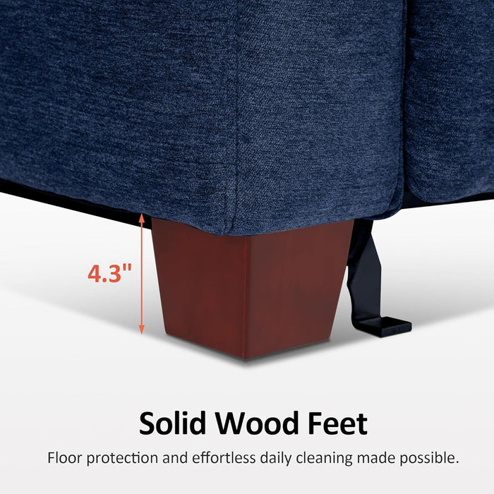 Zero Wall Recliner Sofa, Power Reclining Sofa, Wall Hugger Power Recliner Sofa with Adjustable Headrest, USB & Type C Ports, for Living Room, Fabric, HL198M3 (Navy Blue, 3-Seater)