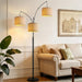 Dimmable Ultra-Tall Arc Floor Lamp Beige-Tone Shade
