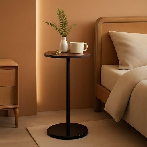 Premium Stone round Drink Table,Heavy Duty Engineered Marble Base Top Coffee Table,Cocktail Accent End Table for Living Room, Weighted Base Small Accent Side Table for Bedroom, Corners,Black